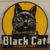 Black Cat cigarettes enamel sign Ht 31cm W 31cm