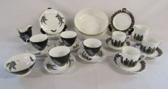 Royal Albert 'Night & Day' teacups and saucers - Royal Albert 'Athena' dish - Royal Grafton '