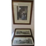 3 prints 2 depicting farm scenes and a 'High Life' dog print