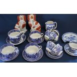 Selection of blue and white patterned crockery including Burleigh Ware, Adams & Churchill and a pair