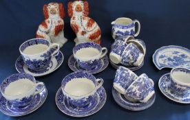 Selection of blue and white patterned crockery including Burleigh Ware, Adams & Churchill and a pair
