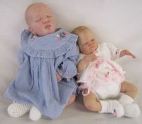 2 Reborn baby dolls - 16" weighted 'Preemie' baby doll with closed eyes and painted hair and 20"