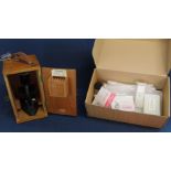 Britex Minor student microscope & selection of prepared slides, Apex microscope slide making kit &