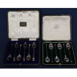 Cased set of 6 Mappin & Webb silver teaspoons Sheffield 1922 & one other set  Sheffield 1951,