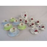 A set of 6 Foley bone china cups and saucers and Royal Albert 'Sweet Romance' Coffee set