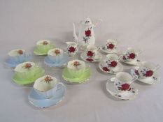 A set of 6 Foley bone china cups and saucers and Royal Albert 'Sweet Romance' Coffee set