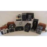 Collection of vintage cameras to include Kodak Bantam, six-20 Brownie c, Agfa Synchro box,