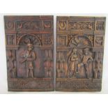 2 carved wooden wall plaques