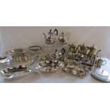 Selection of silver-plate including teapots, serving dishes, sauce boats etc