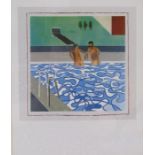 'Two boys in a pool' David Hockney print approx. 54.5cm x 44.5cm