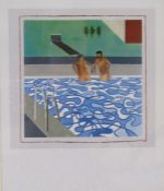 'Two boys in a pool' David Hockney print approx. 54.5cm x 44.5cm