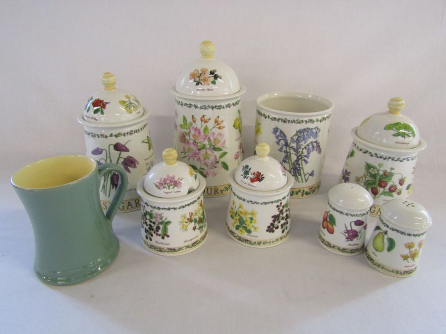 Denby tankard and a collection of Dunoon Nature Trail storage jars