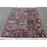 Iranian Bakhtia village rug with panelled design made with natural dyes 200cm by 150cm