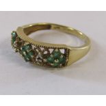 9k gold QVC ring set with emerald and diamond - ring size S - total weight 3.0g