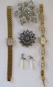 Rotary ladies watch, Accurist ladies watch 2 brooches and a pair of earrings