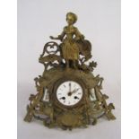 French gilded figural clock - with replacement battery powered movement