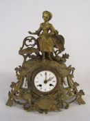French gilded figural clock - with replacement battery powered movement