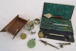 Selection of small collectables to include 'The Mascot' Edward Baker pencil, possibly jade pendant