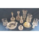Crystal and glassware to include decanters, tankards etc