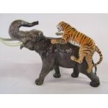 Large Beswick elephant with a tiger on its back Ht 30cm