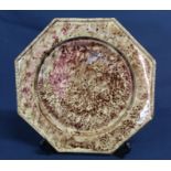 18th century Whieldon brown mottled octagonal plate with gadrooned rim