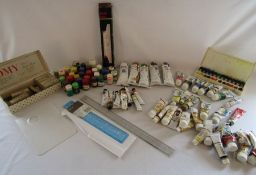 Collection of vintage paints and artist materials to include Winsor & Newton, Rowney etc