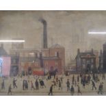 'Coming home from the mill' framed Lowry print approx. 86.5cm x 71.5cm