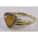 9ct gold QVC ring set with citrine and diamond - ring size S - total weight 2.5g