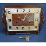 Art Deco mantel clock with Westminster chime Ht 22cm