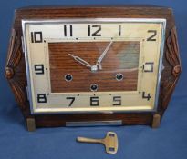 Art Deco mantel clock with Westminster chime Ht 22cm