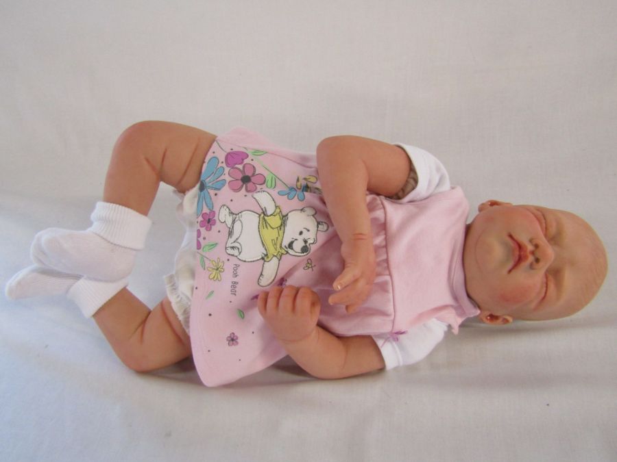 2 Reborn baby dolls 20" weighted doll with closed eyes and painted hair and a Romie Strydom head and - Image 2 of 13