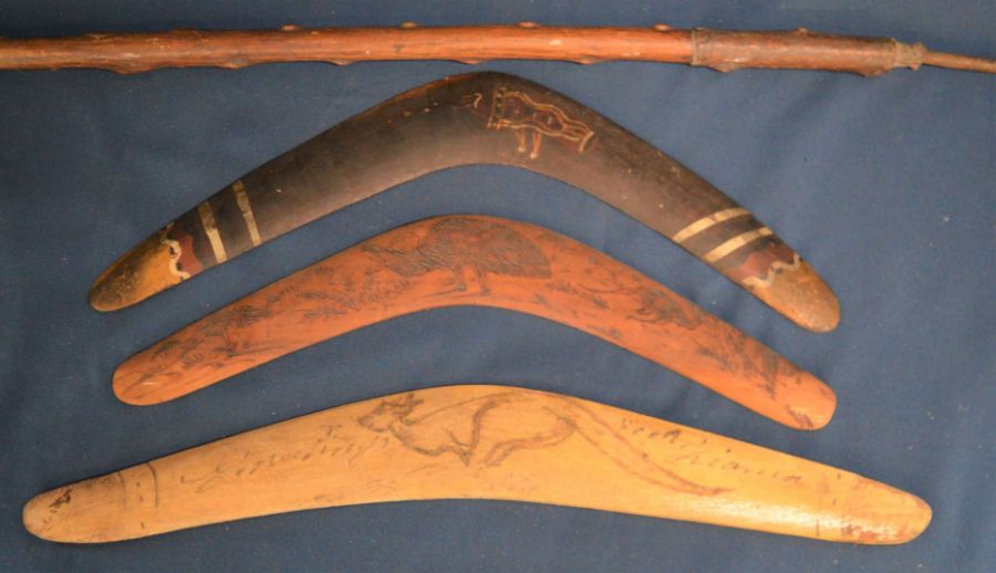 3 boomerangs & a tribal spear - Image 2 of 3