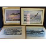 4 large limited edition signed aviation prints: "Dambusters Outward Bound", "Business as Usual" by B