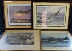4 large limited edition signed aviation prints: "Dambusters Outward Bound", "Business as Usual" by B