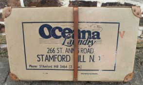 Vintage Oceana Laundry box with leather strap 61cm x 34.5cm