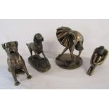 2 J Tupton Bronzed effect ballerina figures and 2 dog figurines