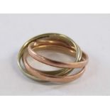 9ct gold and rose gold four band interlocking ring total weight 6.7g - ring size R