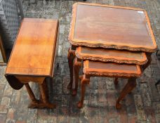 Nest of tables & a small Regency style drop leaf table