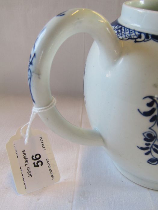 18th century Lowestoft porcelain blue & white teapot with cover painted with the Mansfield pattern - Image 10 of 13