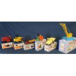 6 Dinky vehicles in original boxes: Muir Hill Dumper 562, Big Bedford Lorry 922, Euclid Rear Dump