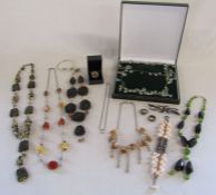 Selection of silver jewellery to include Paula Bolton silver ring, possibly Italian silver brooch,