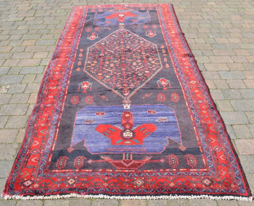 Heavy piled Persian nahavand carpet (repaired) 360cm by 147cm