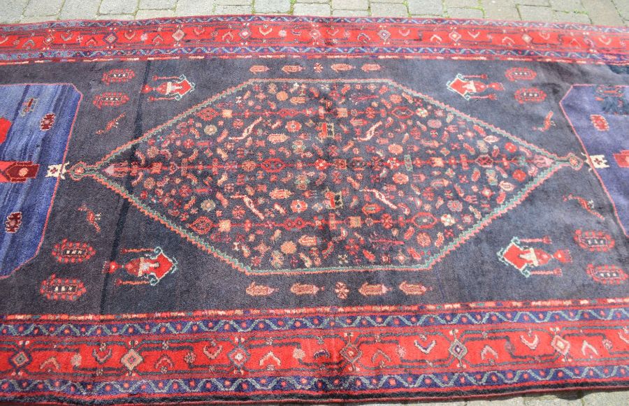 Heavy piled Persian nahavand carpet (repaired) 360cm by 147cm - Image 2 of 4