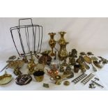 Various items of copper & brass & an Atom magazine rack