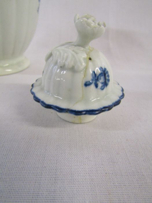 Worcester blue and white tea canister and cover (damage repaired) circa 1770 - Image 5 of 11