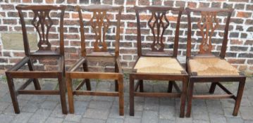 4 reproduction Georgian chairs in ash 2 with rush seats (2 without seats, one with signs of