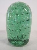 Green glass dump approx. 15cm tall