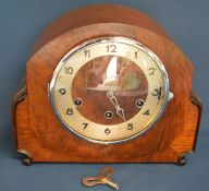 German triple chiming mantel clock Ht 23cm L 30cm