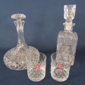 Ships decanter and one other plus 2 Royal Albert crystal glasses