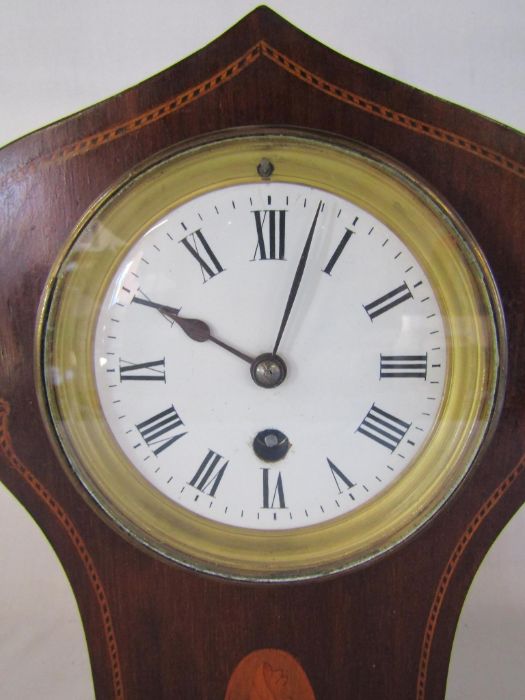 Art Nouveau inlaid mantel clock - Image 2 of 5